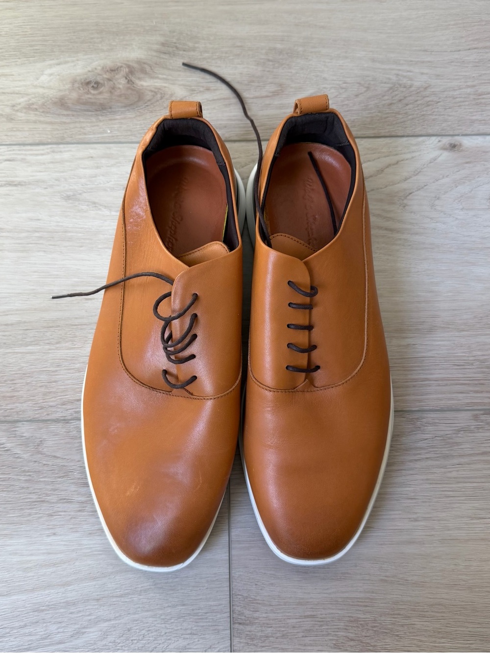 Wolf and Shepherd Derby in Tan with White Sole